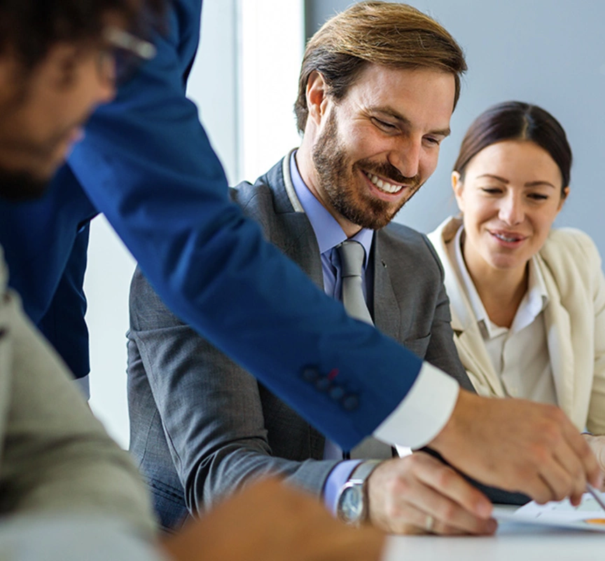 Sales team and company managers at an office meeting