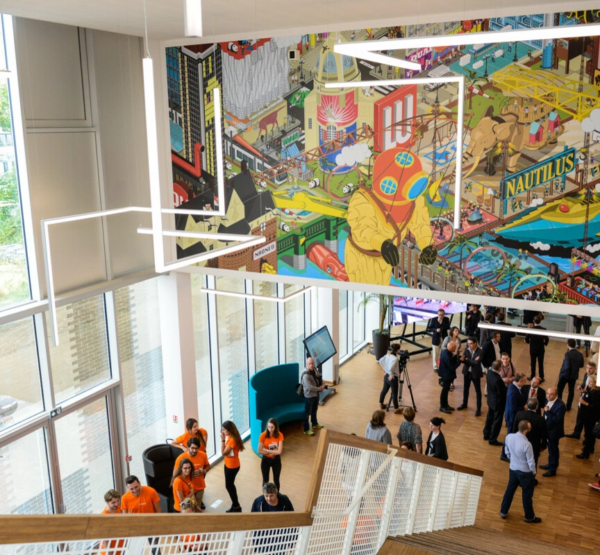 The lobby of the Nantes Mediacampus