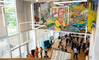 The lobby of the Nantes Mediacampus