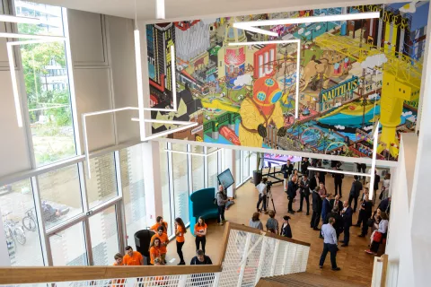 The lobby of the Nantes Mediacampus