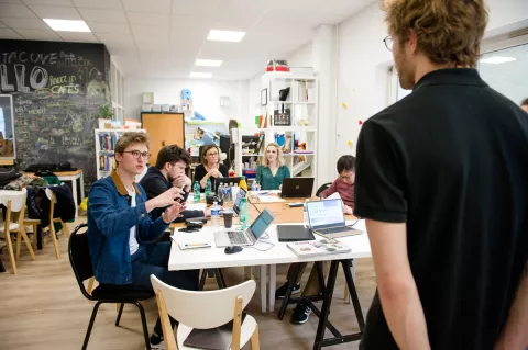 A group at work in a classroom