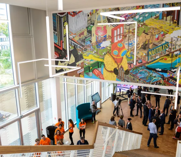 The lobby of the Nantes Mediacampus