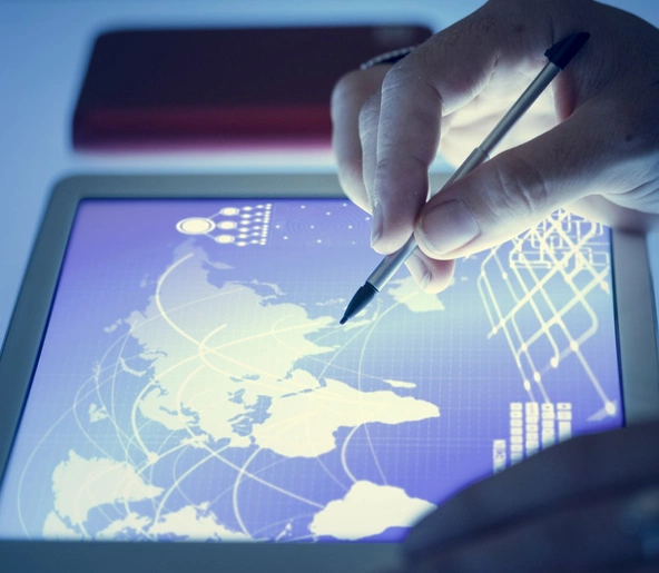 A person working on a tablet