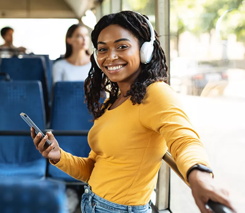 Student using a smartphone